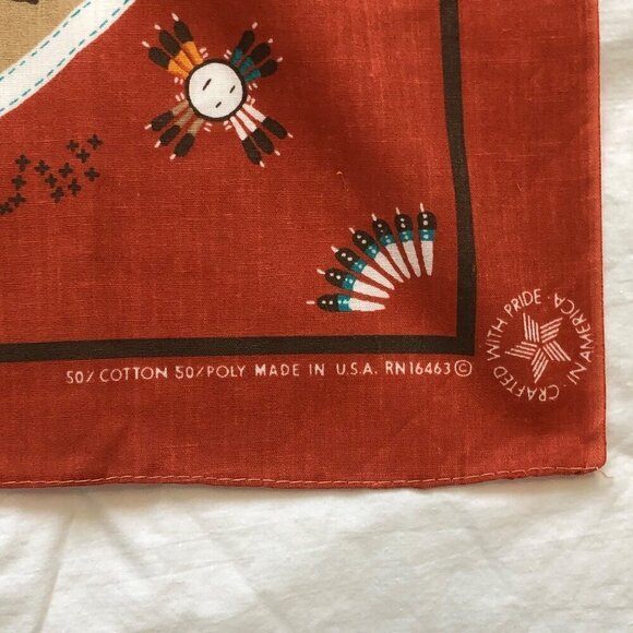 Vtg Bandana Kachina USA North American Southwestern USA - Picture 3 of 7